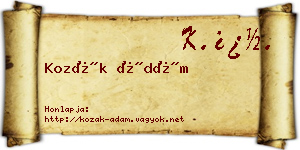 Kozák Ádám névjegykártya