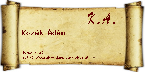 Kozák Ádám névjegykártya